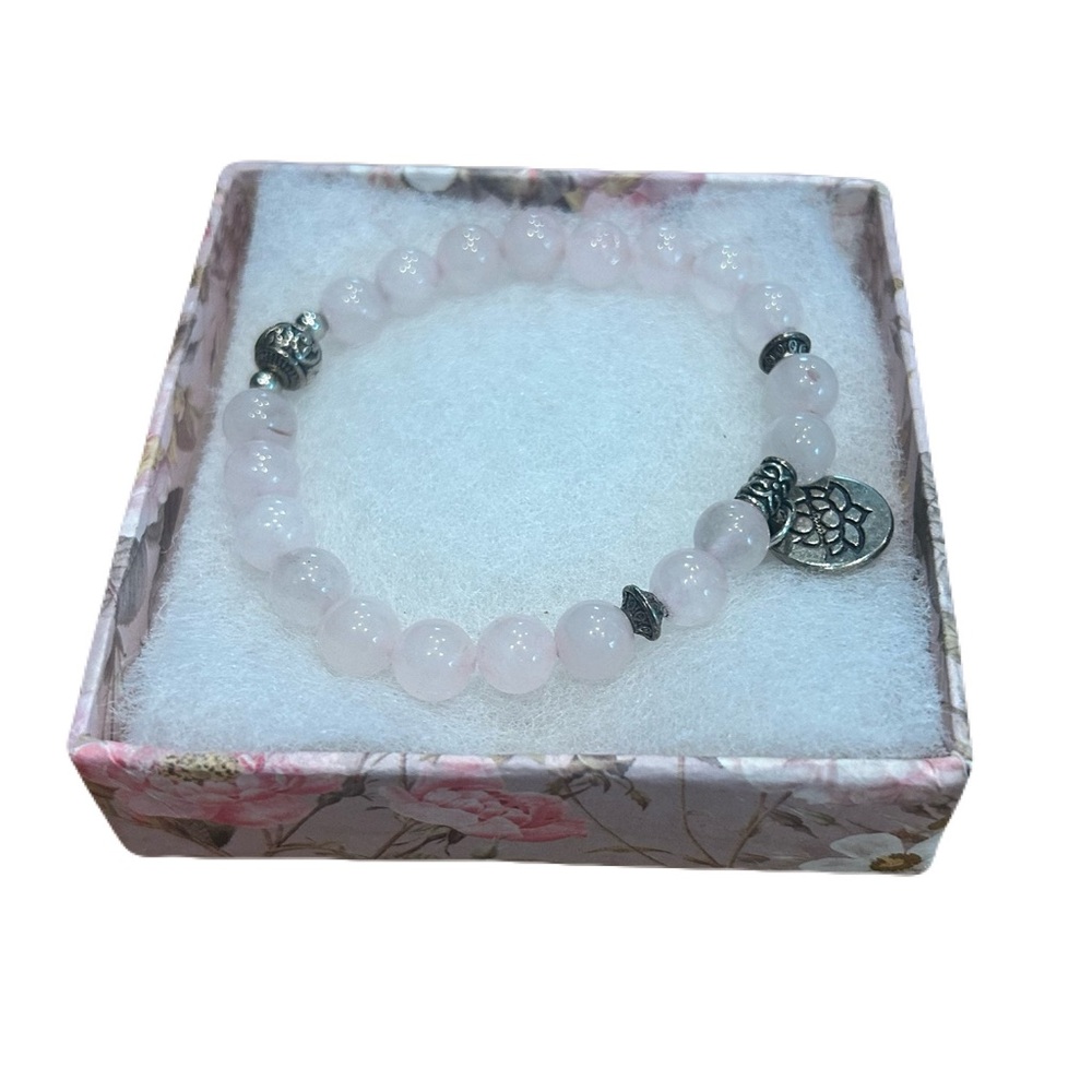 Semiprecious Stackable Rose Quartz Beaded Bracelet - 6mm